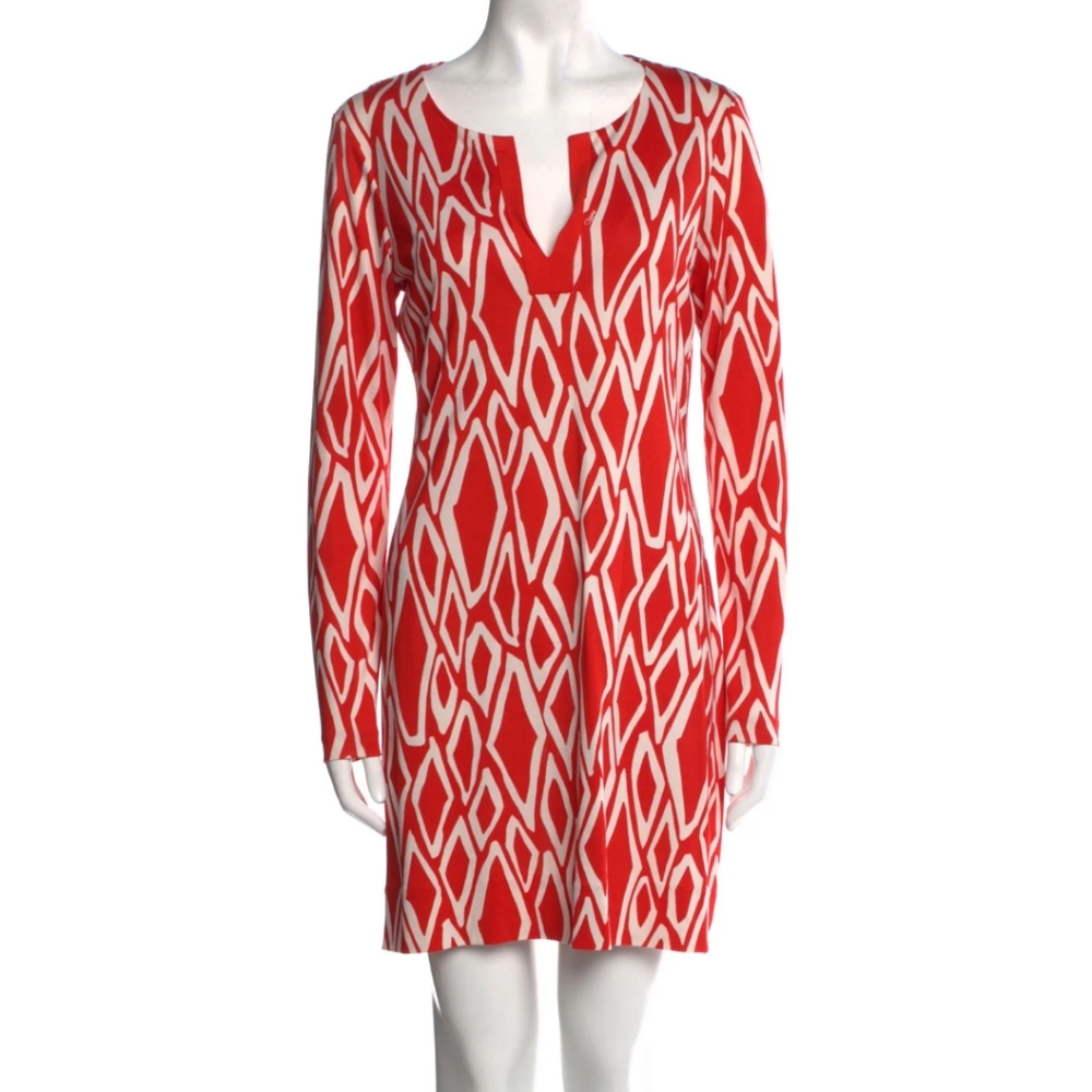Diana Von Furstenberg Red patterned short dress 🍒
